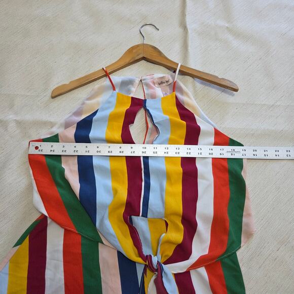 Willow & Root Buckle size L Multi-Colored Striped Tie Waist Halter Blouse - Picture 4 of 6